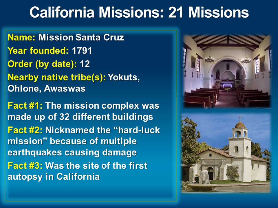 California Missions Background 22 slides 21 Missions 22 slides